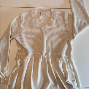 Ivory Cream Baby Doll Tunic Long Sleeve Sweater Size Large